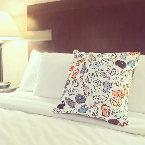 Decorative pillow with Catsu Kitty Pattern