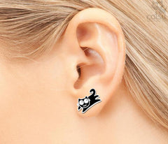 Single Sterling Silver Kitty Earring