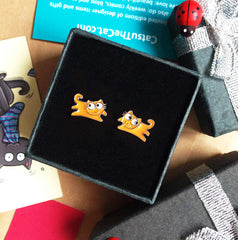 Ginger Kitty Earrings in Sterling Silver